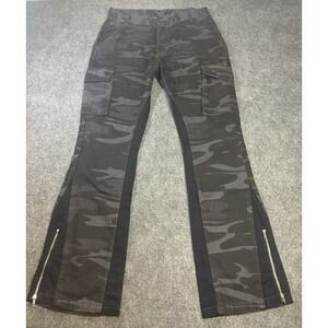 BoohooMAN Camo Cargo Pants Men's 32 Slim Flare Zip Hem NWT‎ Black Gray